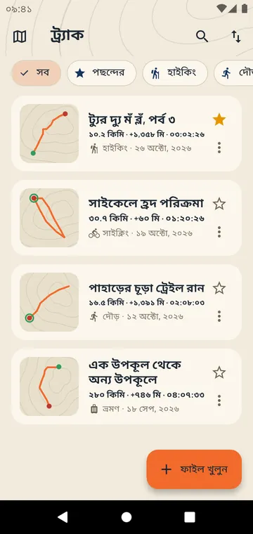 আপনার ট্র্যাক, দূরত্ব ও চড়াই সহ