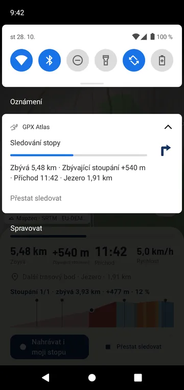 Šipka odbočky a váš postup v oznámení