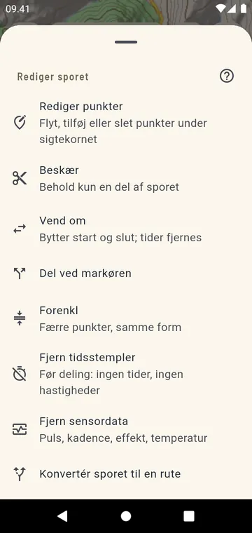 Redigér et spor: beskær, del, vend om, flet