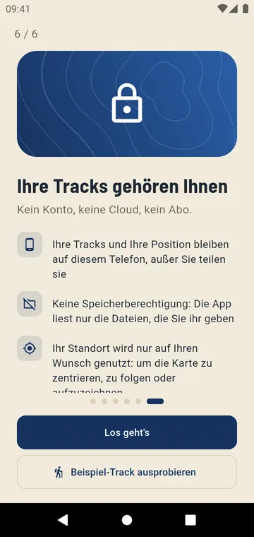 Kein Konto, keine Cloud: Ihre Tracks bleiben auf Ihrem Telefon
