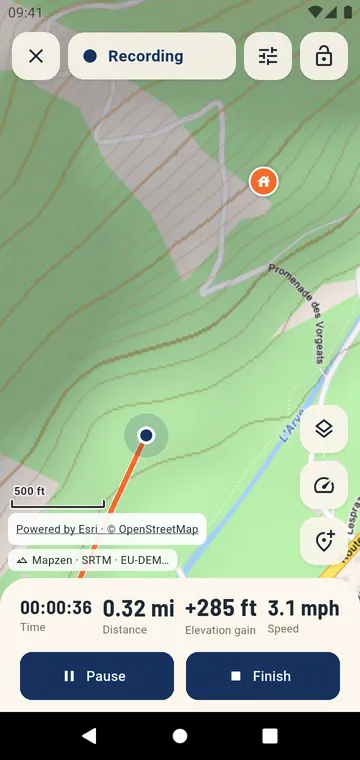 Recording a hike: time, distance, climb and speed