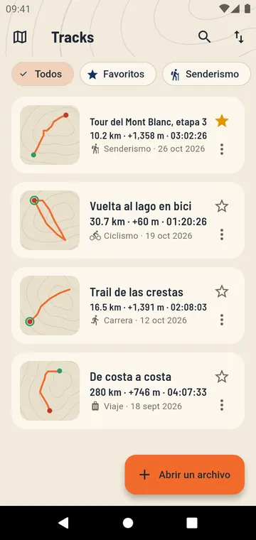 Tus tracks, con su distancia y su desnivel