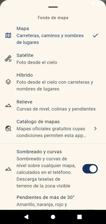 Elegir el mapa: callejero, satélite, híbrido, relieve