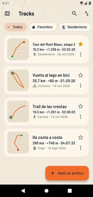 Tus tracks, con su distancia y su desnivel