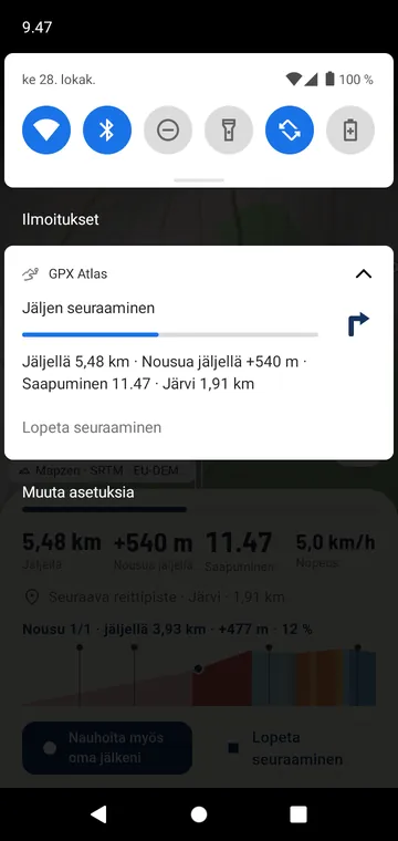 Käännöksen nuoli ja edistymisesi ilmoituksessa