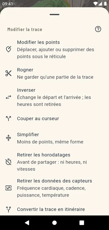 Modifier une trace : rogner, couper, inverser, fusionner