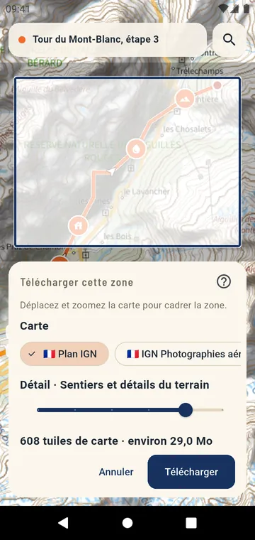 Télécharger une zone d'une carte officielle pour l'utiliser hors ligne