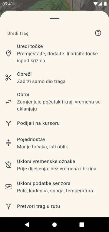 Uređivanje traga: obrezivanje, dijeljenje, okretanje, spajanje