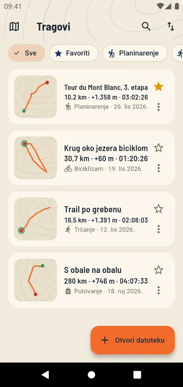 Vaši tragovi, s udaljenošću i usponom