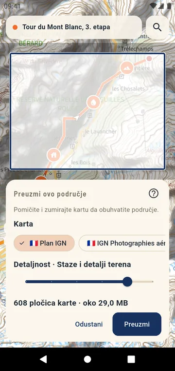 Preuzimanje područja službene karte za offline korištenje