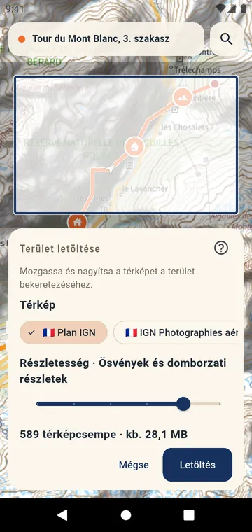 Egy hivatalos térkép területének letöltése offline használatra