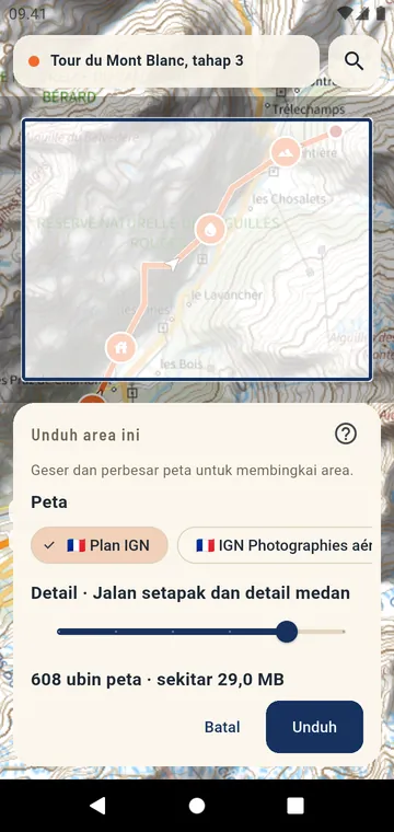 Mengunduh area peta resmi untuk dipakai offline