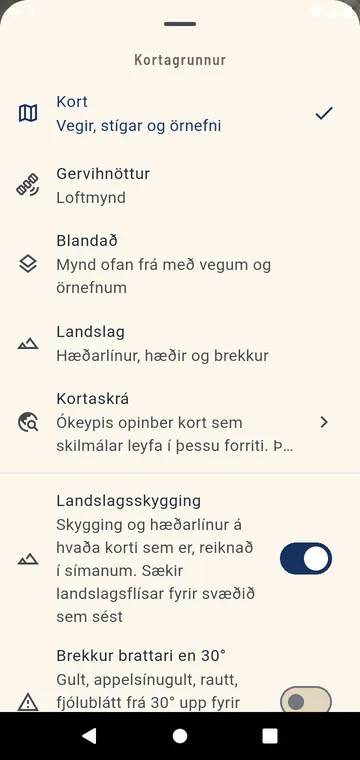 Kortið valið: kort, gervihnöttur, blandað, landslag