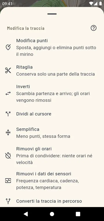 Modificare una traccia: ritagliare, dividere, invertire, unire