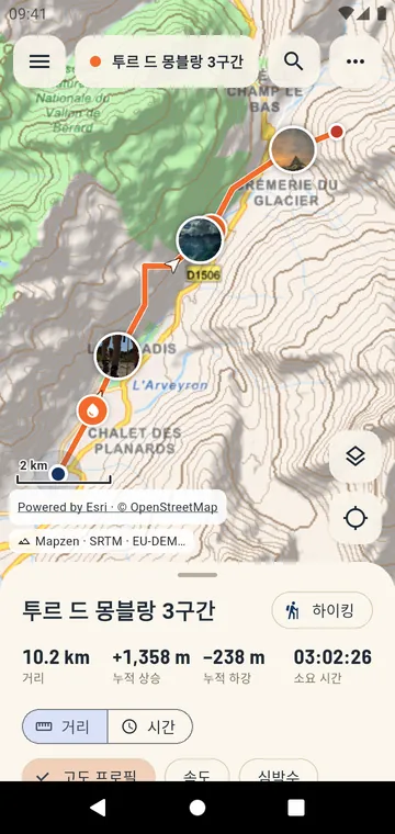 음영 기복과 사진을 곁들여 지도에 표시한 산행