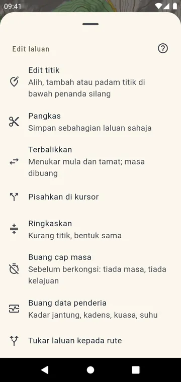 Mengedit laluan: pangkas, pisah, terbalikkan, gabung