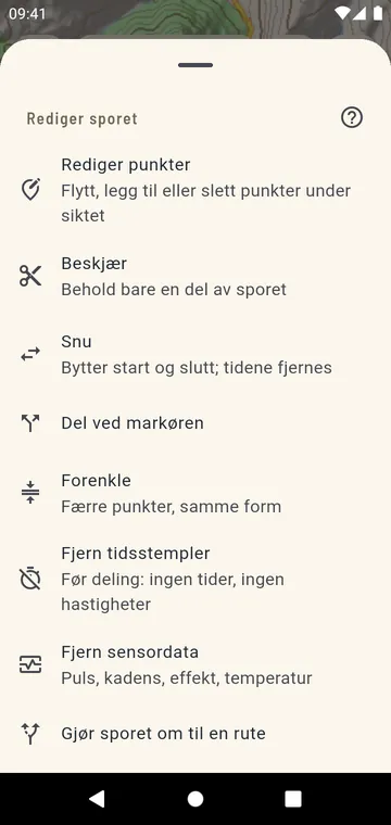 Rediger et spor: klipp, del, snu, slå sammen