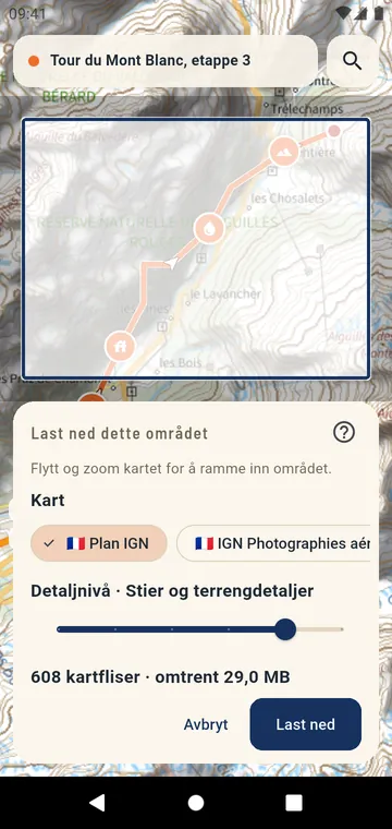 Laste ned et område av et offisielt kart for bruk uten nett