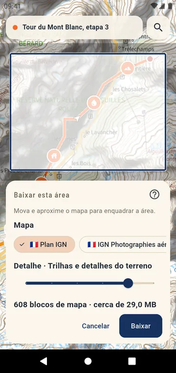 Baixando uma área de um mapa oficial para usar off-line