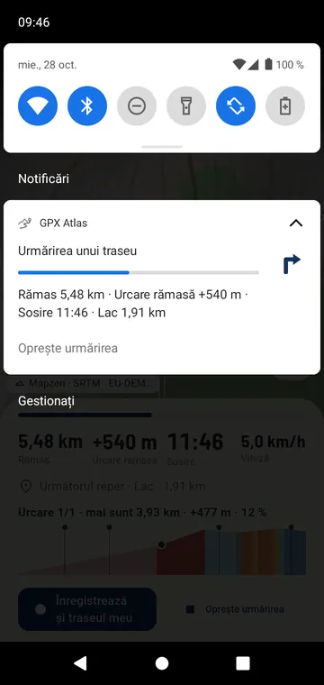 Săgeata virajului și progresul tău în notificare
