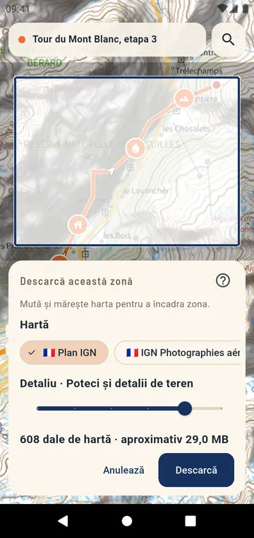 Descărcarea unei zone dintr-o hartă oficială pentru folosire offline