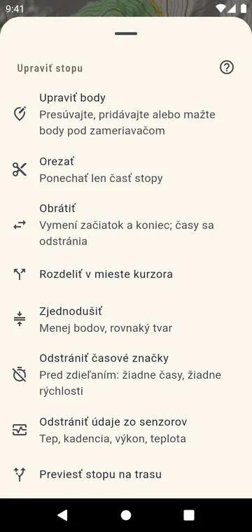 Úprava stopy: orezanie, rozdelenie, otočenie, zlúčenie