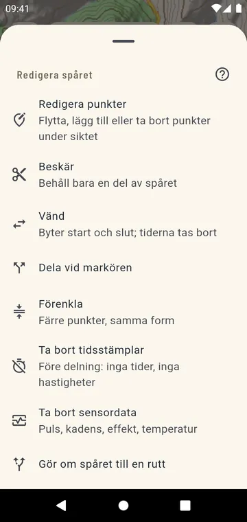 Redigera ett spår: beskär, dela, vänd, slå ihop