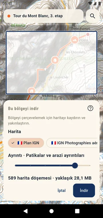 Resmî bir haritadan çevrimdışı kullanım için bir bölge indirmek