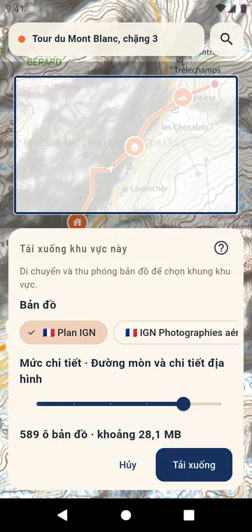 Tải xuống một khu vực của bản đồ chính thức để dùng ngoại tuyến